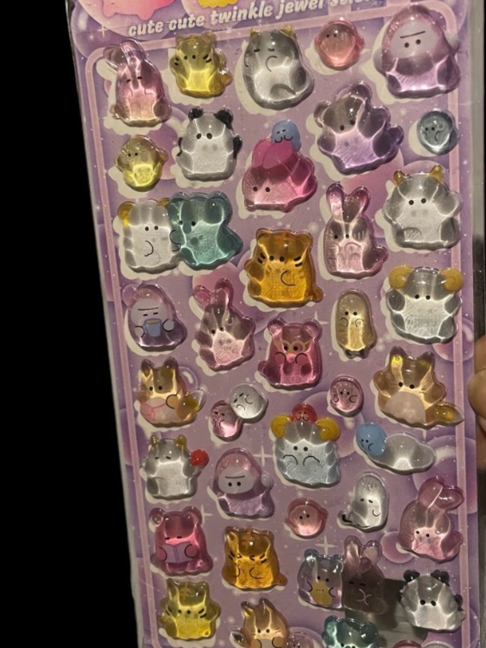 Cute Twinkle Jewel Puffy Animal Stickers – Multi-Color